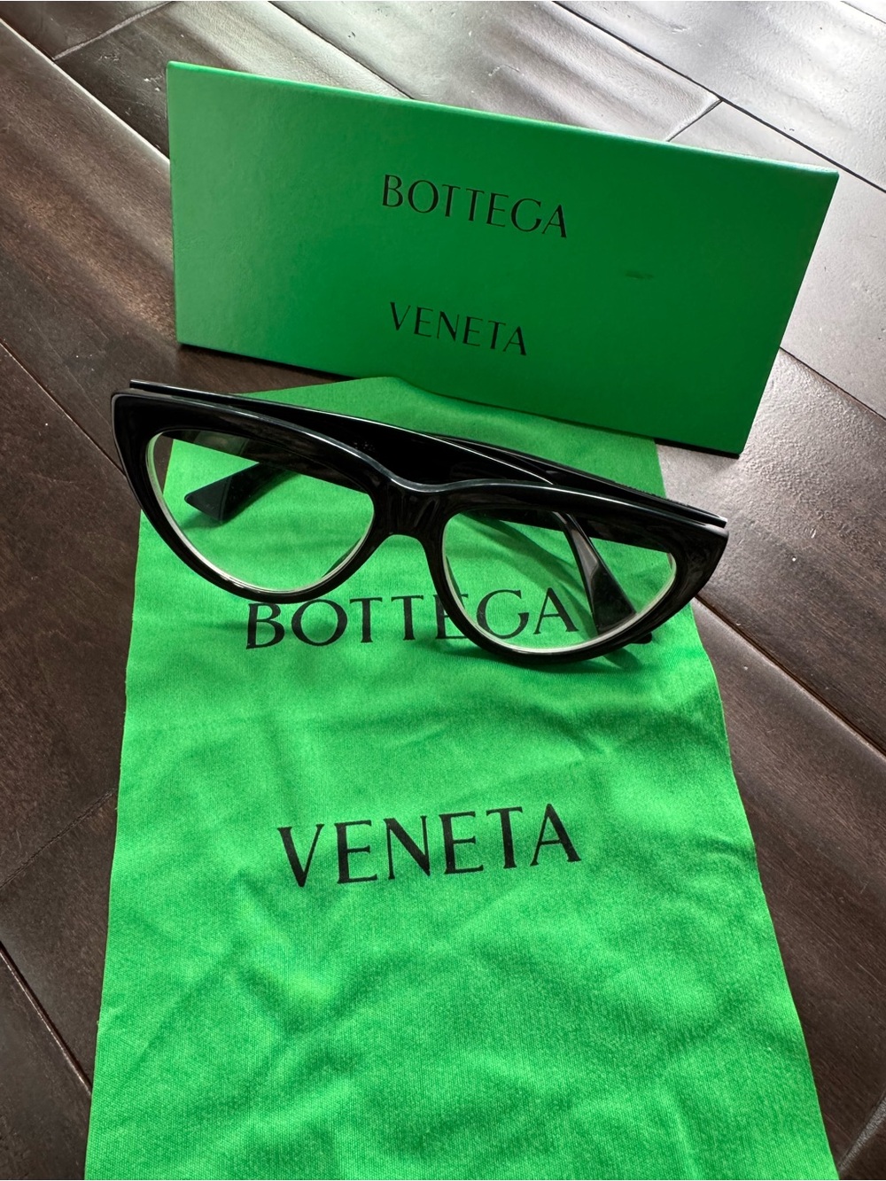 Bottega Veneta BV1193O Cat Eye Eyeglasses Frames Black Gold
